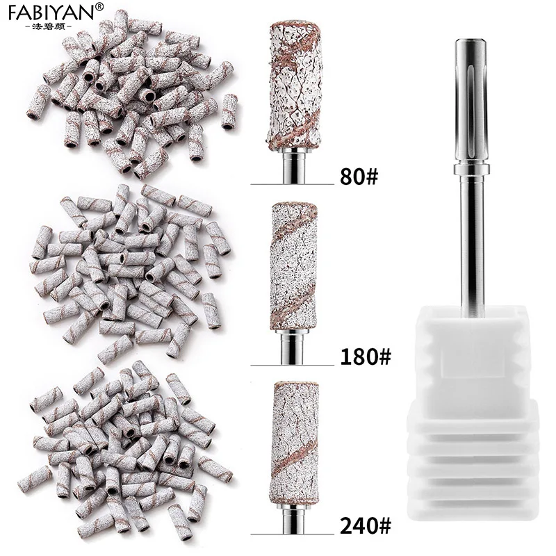3.1 مللي متر مسمار صغير الرملي غطاء العصابات لآلة حفر الأظافر 80/120/150/180/240 حصى الأشعة فوق البنفسجية هلام إزالة طلاء الأظافر مسمار لقمة ثقب #2