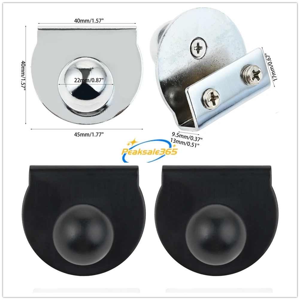 4pcs Glass Clamp Handles Black/Silver Iron Clip Round Pull Knob for 5mm-8mm Glass Kitchen Chest Wine Cabinet Showcase Drill-free