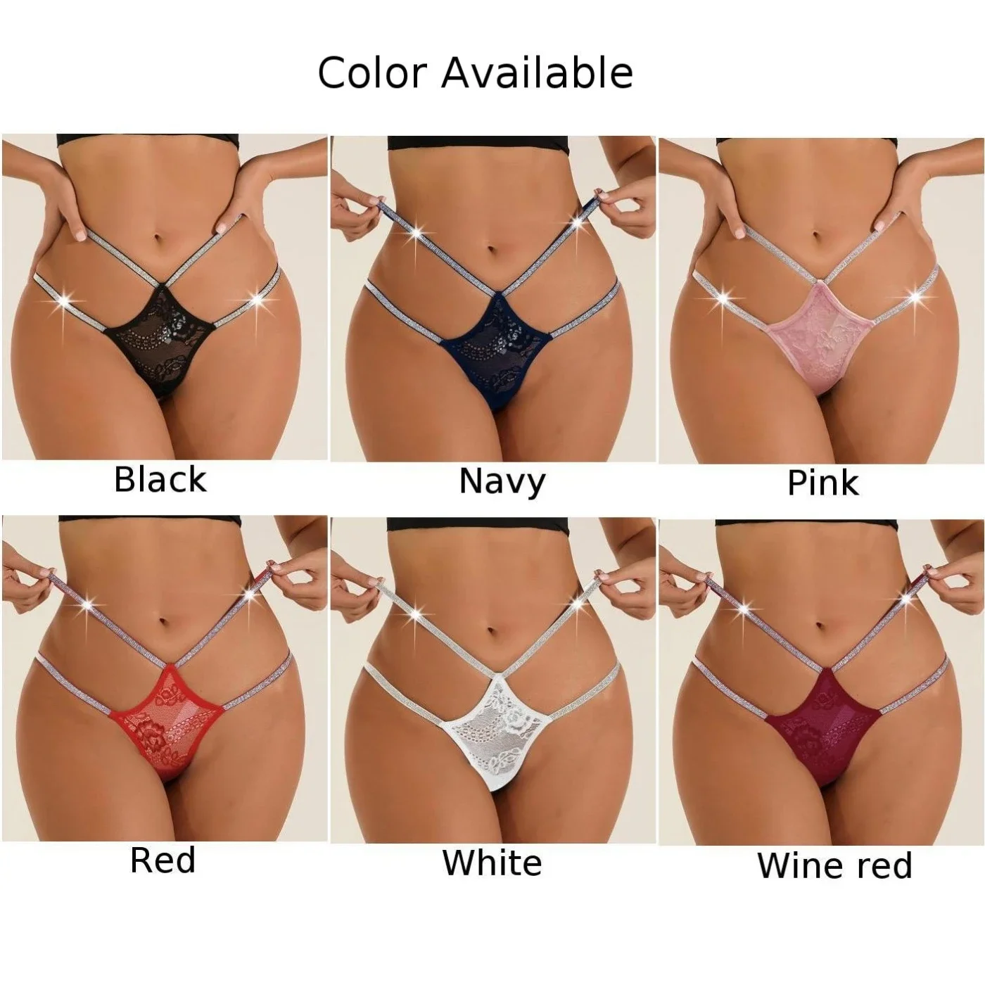 Pakaian dalam wanita Lingerie berongga berlian imitasi renda G-String celana dalam celana dalam Lingerie celana dalam pinggang rendah