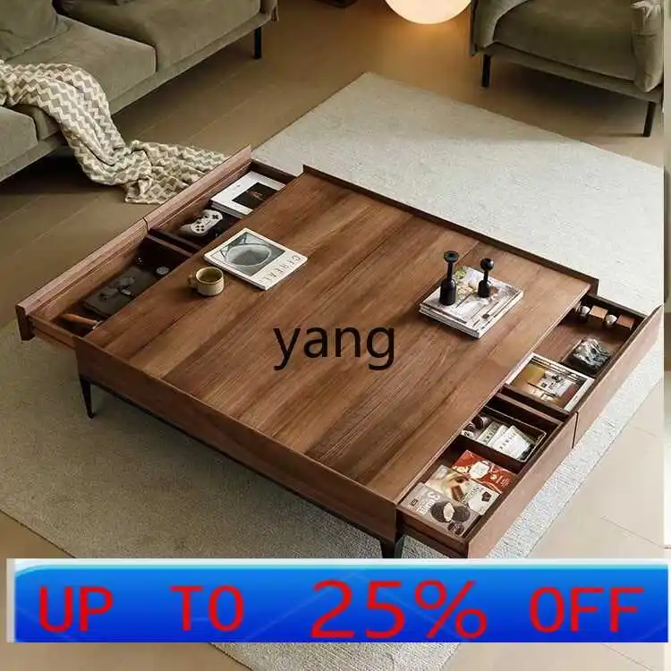 

LH black walnut coffee table modern simple living room locker coffee table