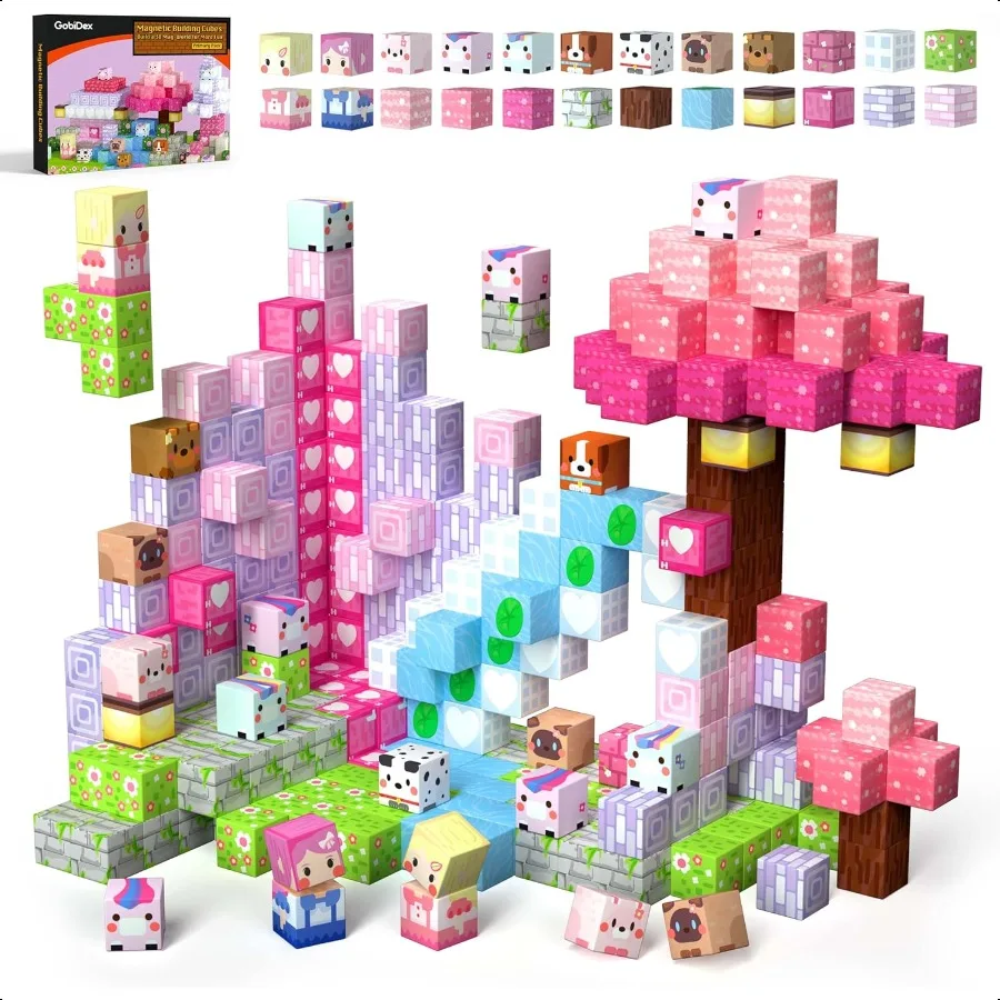 

Magnetic Blocks Kid Building Toys for 3+ Years Old Girls STEM Sensory Gifts for Princ Magnets Build MagWonder World Game for To