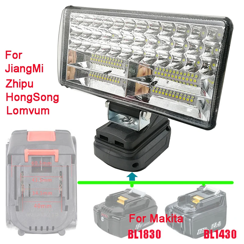 Imagem -03 - Luzes de Trabalho Led para Makita Lanterna Tocha Elétrica Holofotes Lâmpada do Carro Bateria Li-ion 18v Adaptador Bl1815 Bl1830 Usb Power Bank