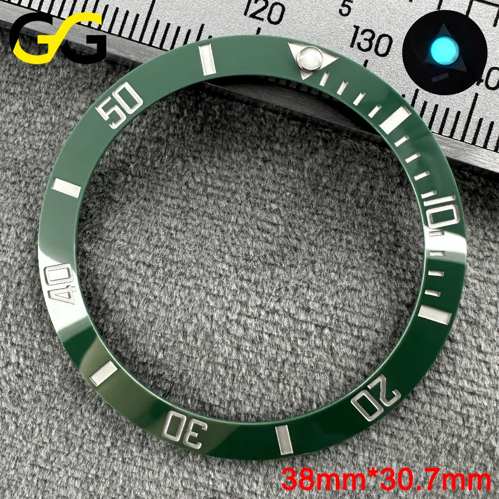 38mm * 30,7mm/38,5mm * 31mm Keramik-Lünette SUB Hochwertige Uhrenteile Zubehör Abgeschrägte Blaue Leuchtmasse – Detail 11