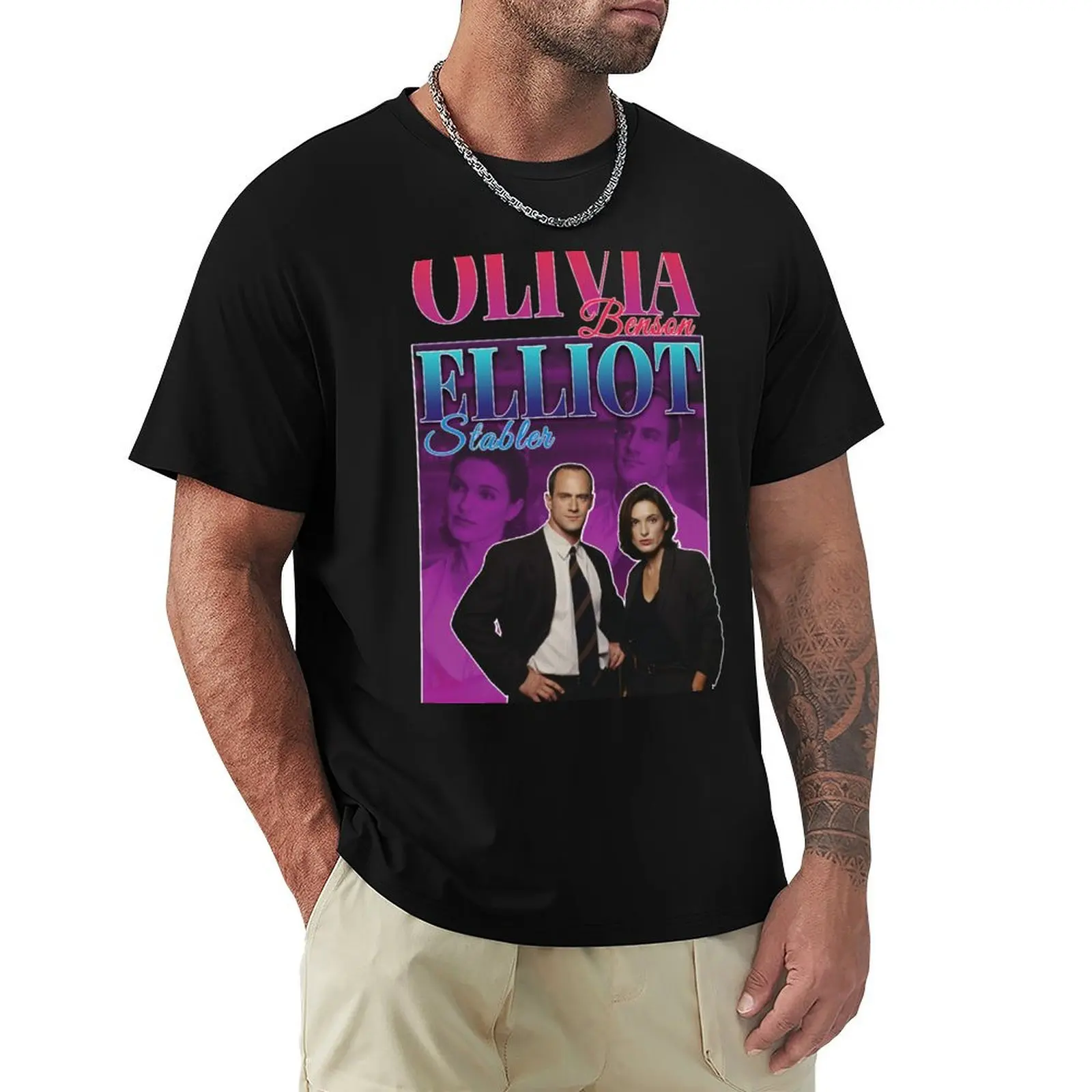 Elliot Stabler 90s Inspired T-Shirt Active Sports Short Sleeve Cotton Shirt