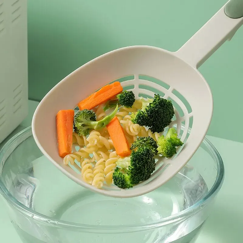 تسرب المطبخ المعكرونة ملعقة الصيد الزلابية مقبض طويل الغذاء الصف ارتفاع درجة الحرارة مقاومة السباغيتي قمع كبير