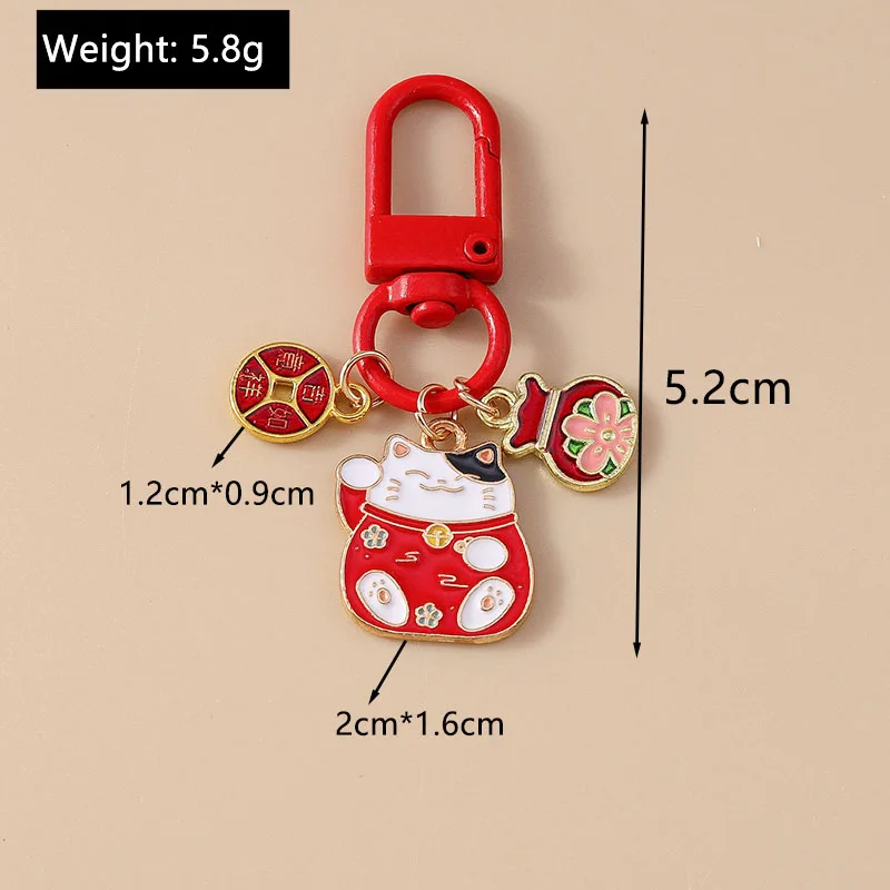 Aihua Niedlicher Glückskatzen-Schlüsselanhänger, Glücksbringer-Schlüsselring-Anhänger für Freunde, Liebhaber, Souvenir-Geschenk – Detail 11