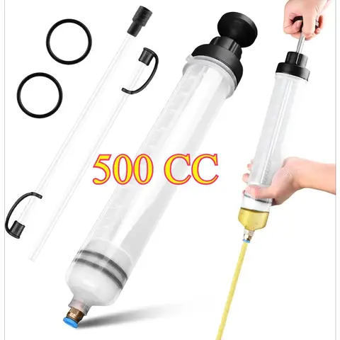 자동차 유체 추출 펌프 500CC 오일 교환 주사기 호스 포함, 수동 흡입 연료 차량 이송 유체 오일 교환기