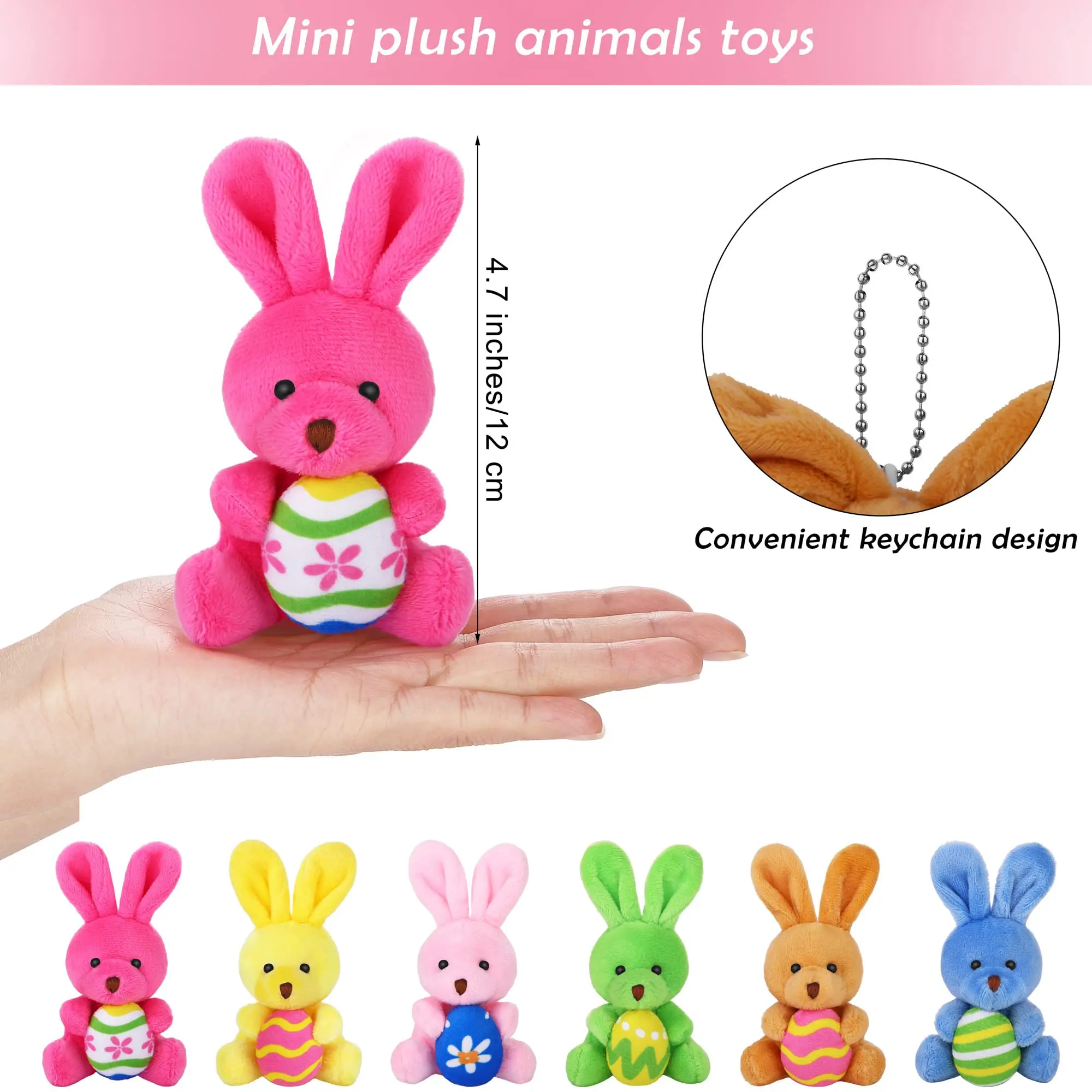 8-32 Pcs Easter Bunnies Plush Toys Set Stuffed Rabbit Keychain Toys with Eggs for Easter Party Favors Birthday Gifts