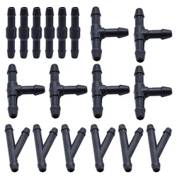 18PCS Windscreen Washer Joiner Pipe Connector I T Piece Straight 3 Way Y Air Fuel Water Petrol Wiper Nozzle Hose