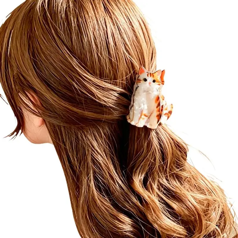 Niedliche Haarklammer mit Katzenmuster, rutschfest, starker Halt, Haarschmuck für Frauen und Mädchen, für den Alltag, Partys, Haarewaschen und Make-up. – Detail 8