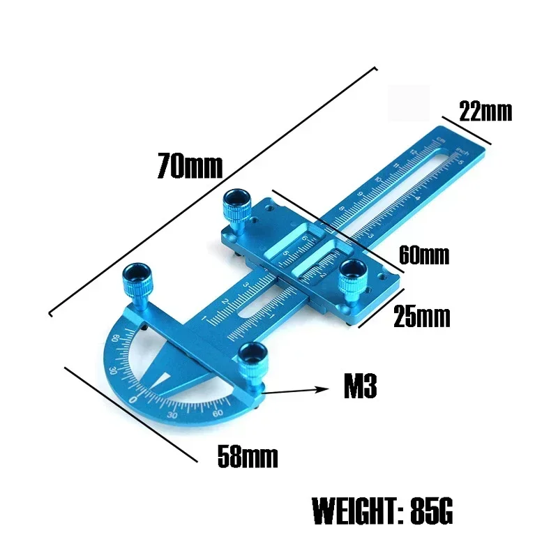 3 In 1 Height Gauge Ruler Aluminum Metal Parts Wheel RC Road Car Set Up Tool Chassis Camber Ride Dip Angle Suspension Simple Toy