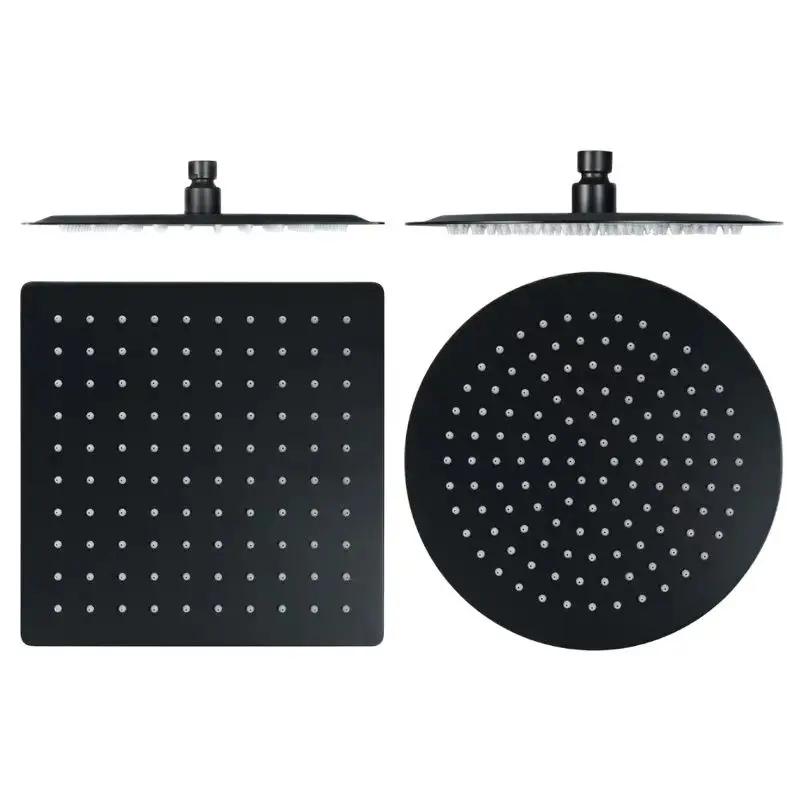 BAKALA Round & Square Stainless Steel Ultra-thin Showerheads 16/12/10/8 Inch Rainfall Shower Head Rain Shower BLACK Finish