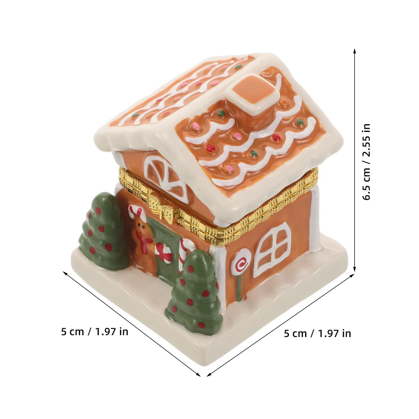 Ceramic Gingerbread Jewelry Keepsake Box Small Accessories Container Christmas Cookie Jar Holiday Home Decor