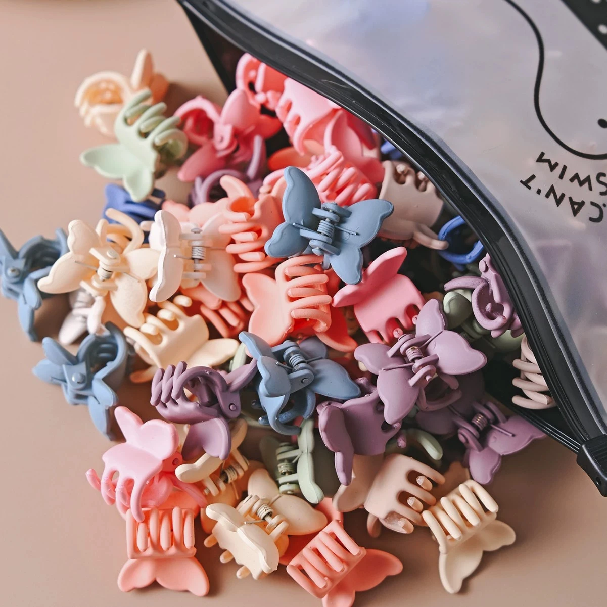 100pcs Baby Girls Claws Hairpin Sanded Small Butterfly Hairpin Macaron Shark Clip Kids Barrettes Hairpin Children Hairstyle