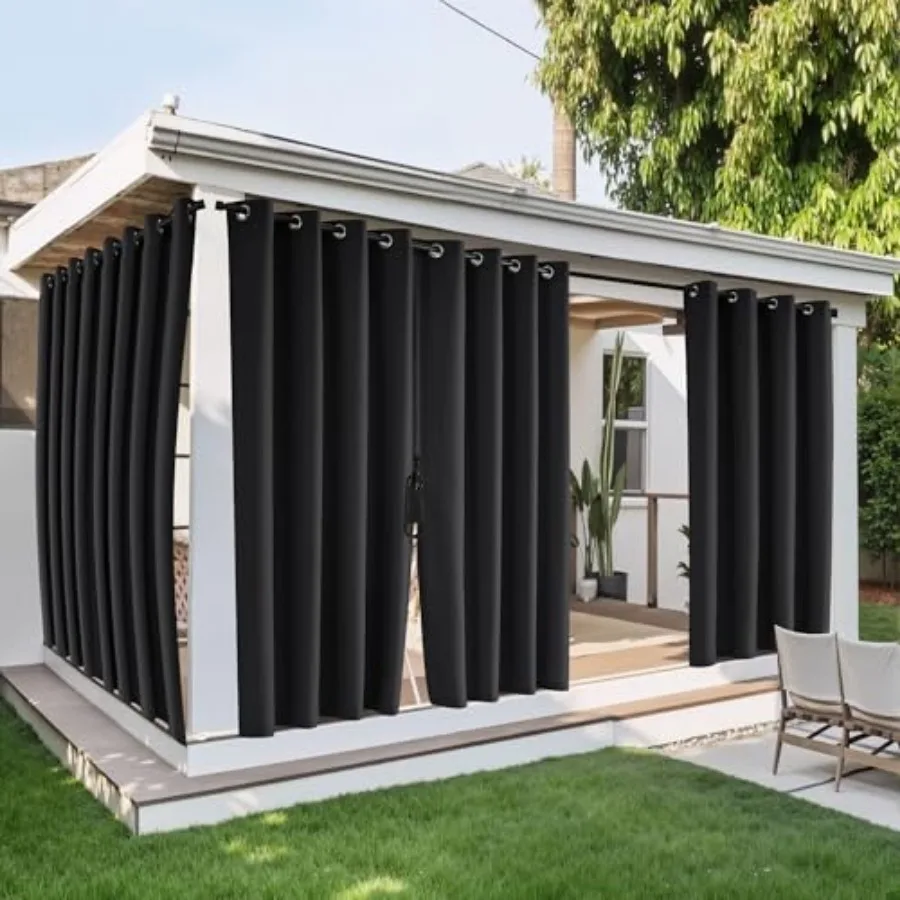 

Canvas Outdoor Curtains for Paito Zipper Connects 2 Panels,,W54 x L84 per Panel - Waterproof and Windproof Sun Shades Grommet T