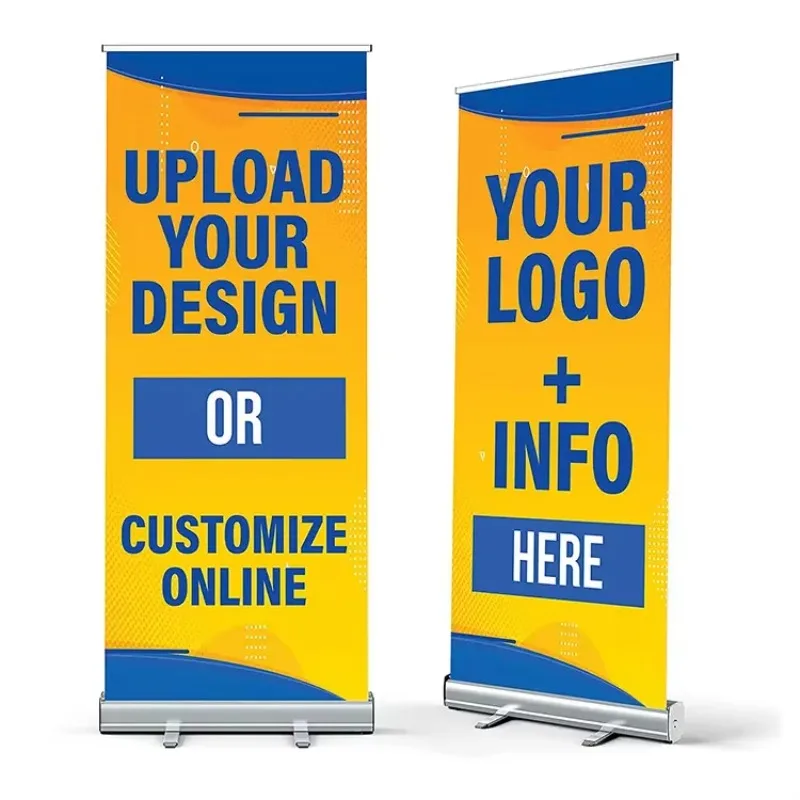 

【Hot】2025 Classic Wide Base Retractable Roll-Up Banner Stand Easy-to-Pull Feature Printed Advertising Display for Exhibitions Pu