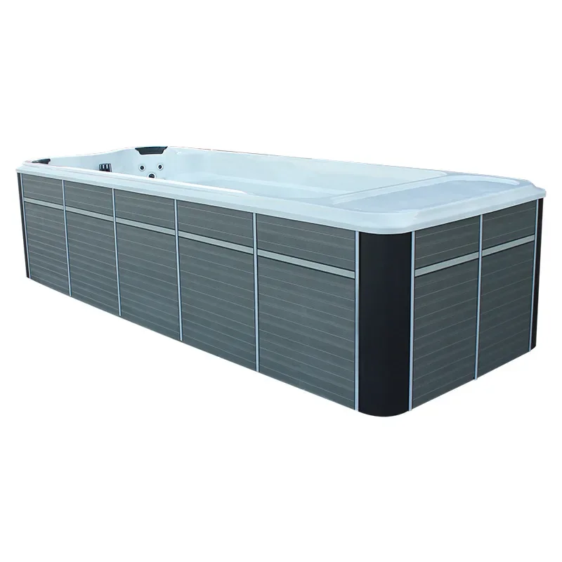 Piscina acrílica inteligente termostática para exteriores de 5.8 metros, jacuzzi doble para exteriores, piscina infinita con olas.