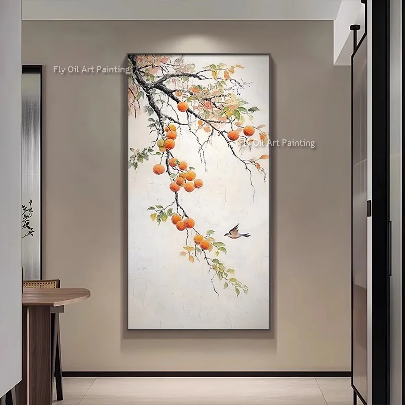 تصميم جديد عمل فني منظر الغابات الصفراء مجردة سميكة قماش النفط اللوحة اليدوية الخريف شجرة جدار ديكور فني لقاعة المنزل