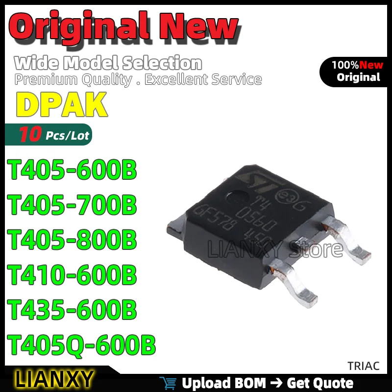 10pcs DPAK T405-600B T405-700B T405-800B T410-600B T435-600B T405Q-600B TRIAC New Original