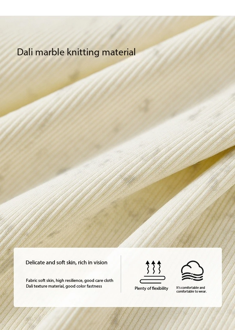 SENTUBILA Baumwoll-Druck-T-Shirt für Damen, Falten, unregelmäßiger Strick, Rundhalsausschnitt, lange Ärmel, einfache Crop-Tops, Frühjahr 2026, 151T58434 – Detail 14