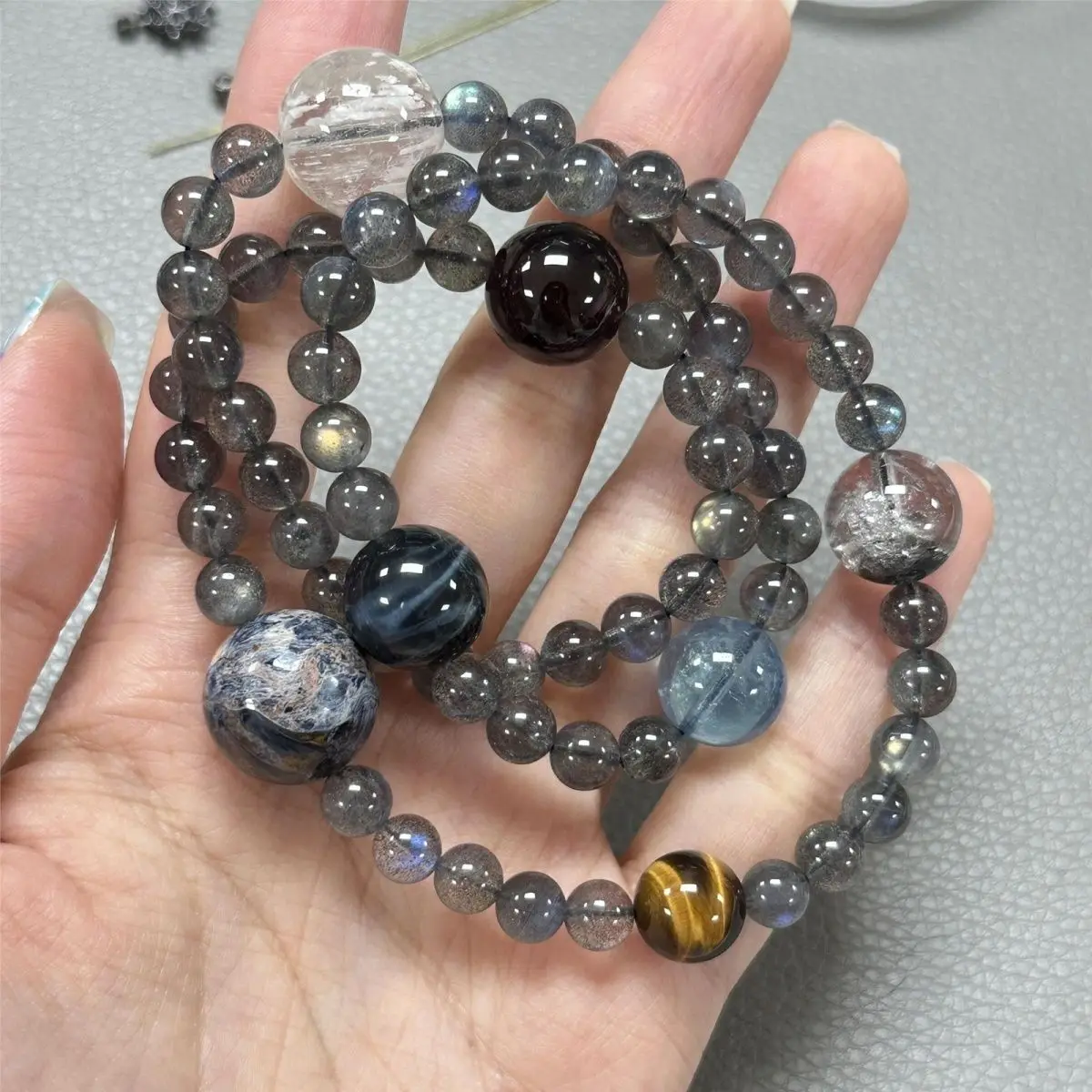 

Cosmic planet bracelet aquamarine beaded multi-circle tiger's eye jewelry exquisite gifts for girlfriends