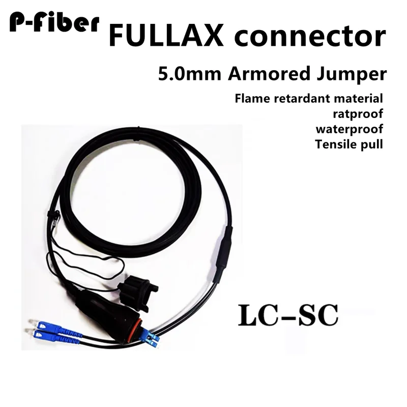 2C Fullax patchcord 3-100m conector à prova d'água LC para FC blindado monomodo 2 núcleos 5.0mm jumper de fibra óptica externa 80m