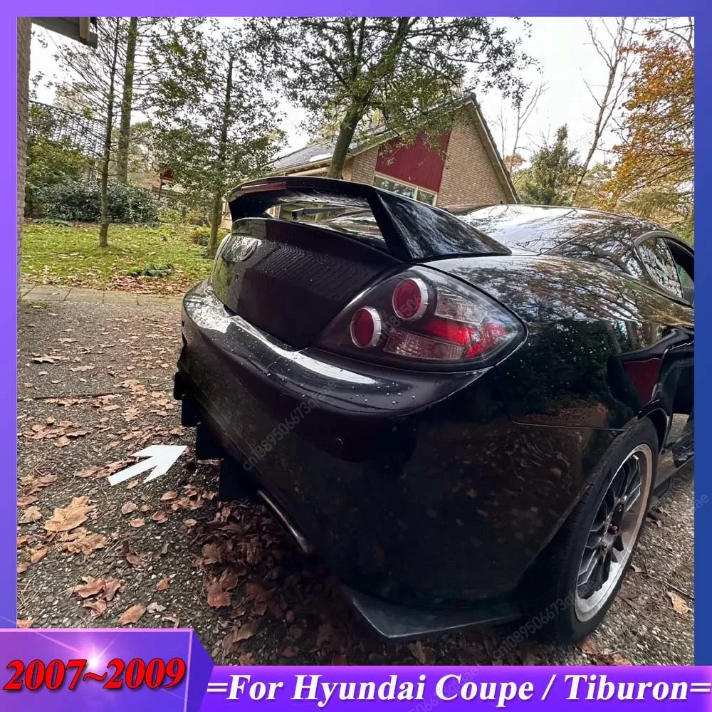 

Для Hyundai Coupe/Tuburon 2007 2008 2009 ABS глянцевый черный комплект кузова, автомобильный задний бампер, диффузор, крышка для губ, спойлер, сплиттер, тюнинг