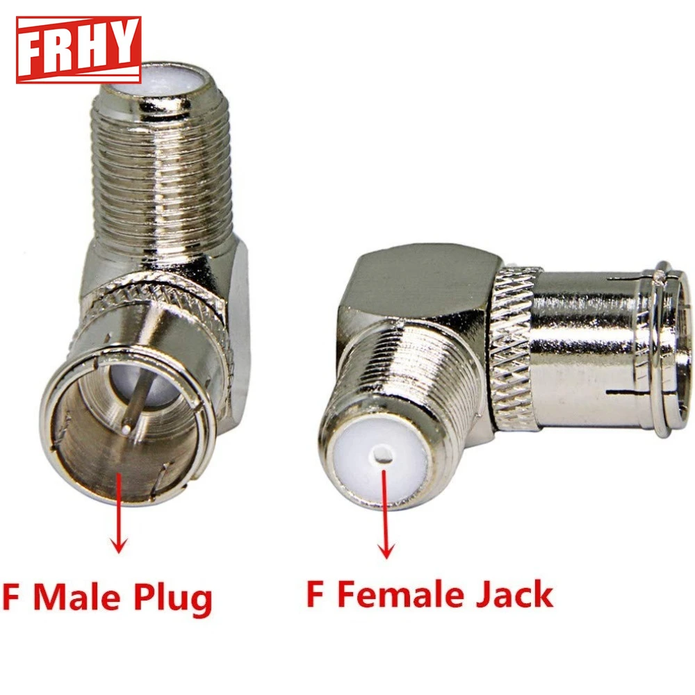 10PCS Quick Slide - on Push - on F TV Male Plug to F TV Female Jack in Series Right Angle RF Adapter Connector Wire Terminals