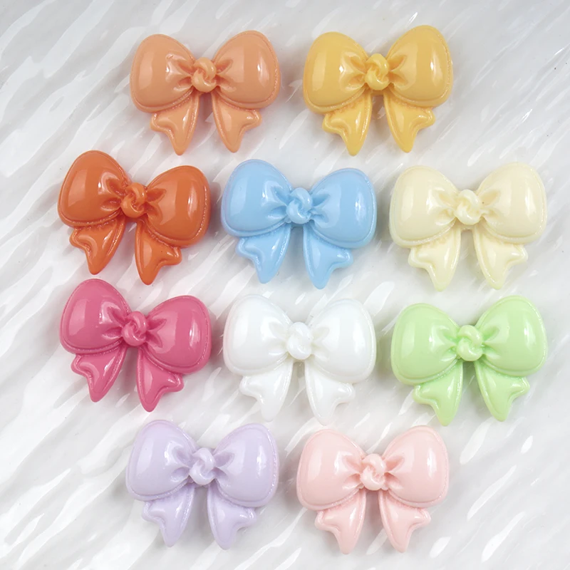 10/100pcs Kawaii Flatback Resin Candy Color Bows Cabochon Charms DIY Craft Scrapbooking Dollhouse Hair Decoration Accessories