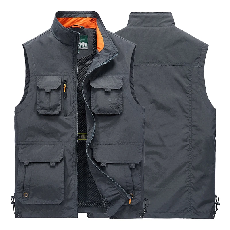 

Summer Men Fishing Unloading Tactical Outdoor Vests Man Photographer Waistcoat Mesh Work Sleeveless Jacket Multi-pocket Vest 6XL