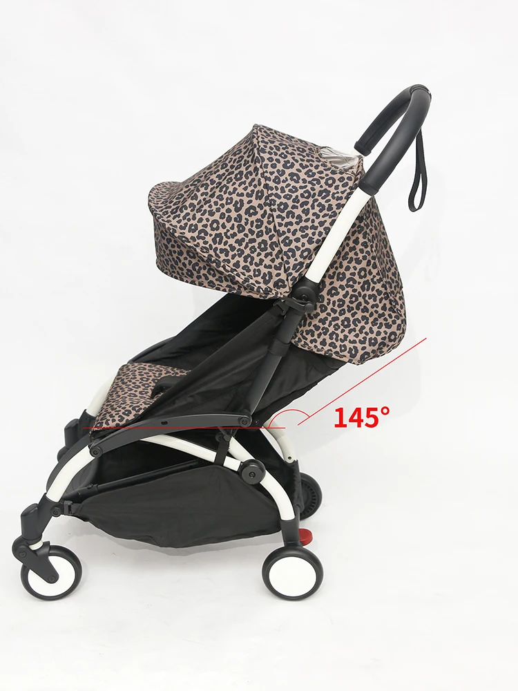 2Pcs/Set Sunshade& Mattress 6+ Hood Stroller Accessories Fit for Yoyo2/Yoyo3 Thicken Fabric Leopard Pattern Canopy Seat Liner