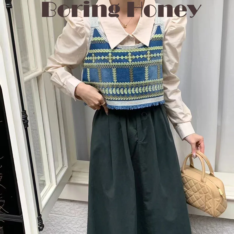 

Boring Honey Spring Trend Retro Crochet Top Women Hollow Sweet Spicy Wind Design Sense Vest Women Wear Wild Fashion Small Sling