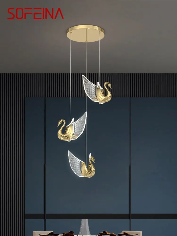 

SOFEINA Nordic Pendant Light Creative Swan Chandelier Hanging Lamp Modern Fixtures for Living Dining Room