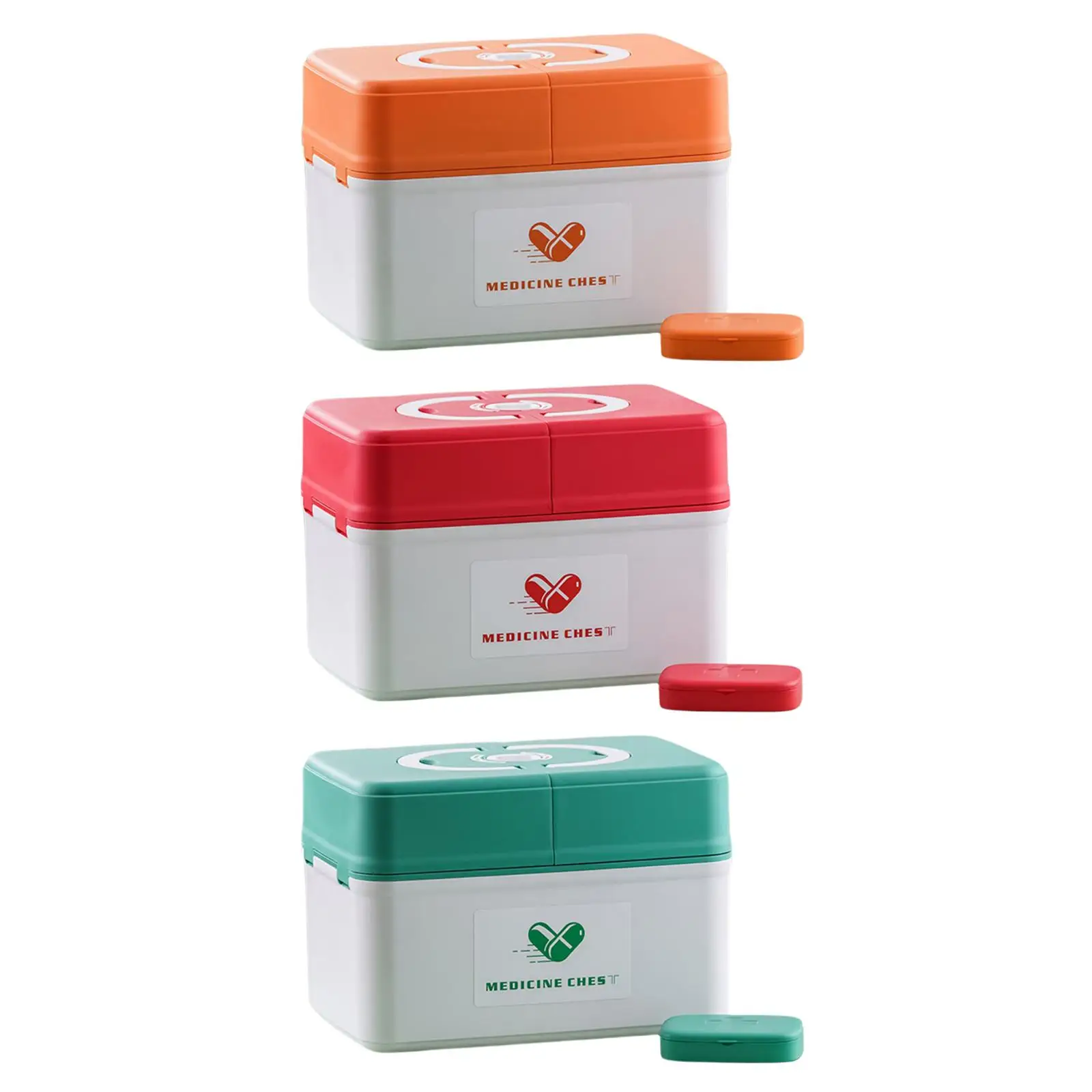 

Plastic First Aid Box Medicine Organizer Box Portable Handle Family Emergency