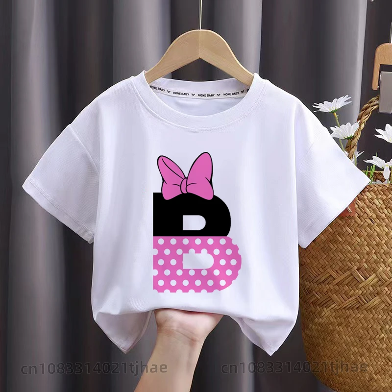 ABC Letters Mouse Baby Tshirts for Girls Birthday T Shirts Kids Party Tops Children Clothes