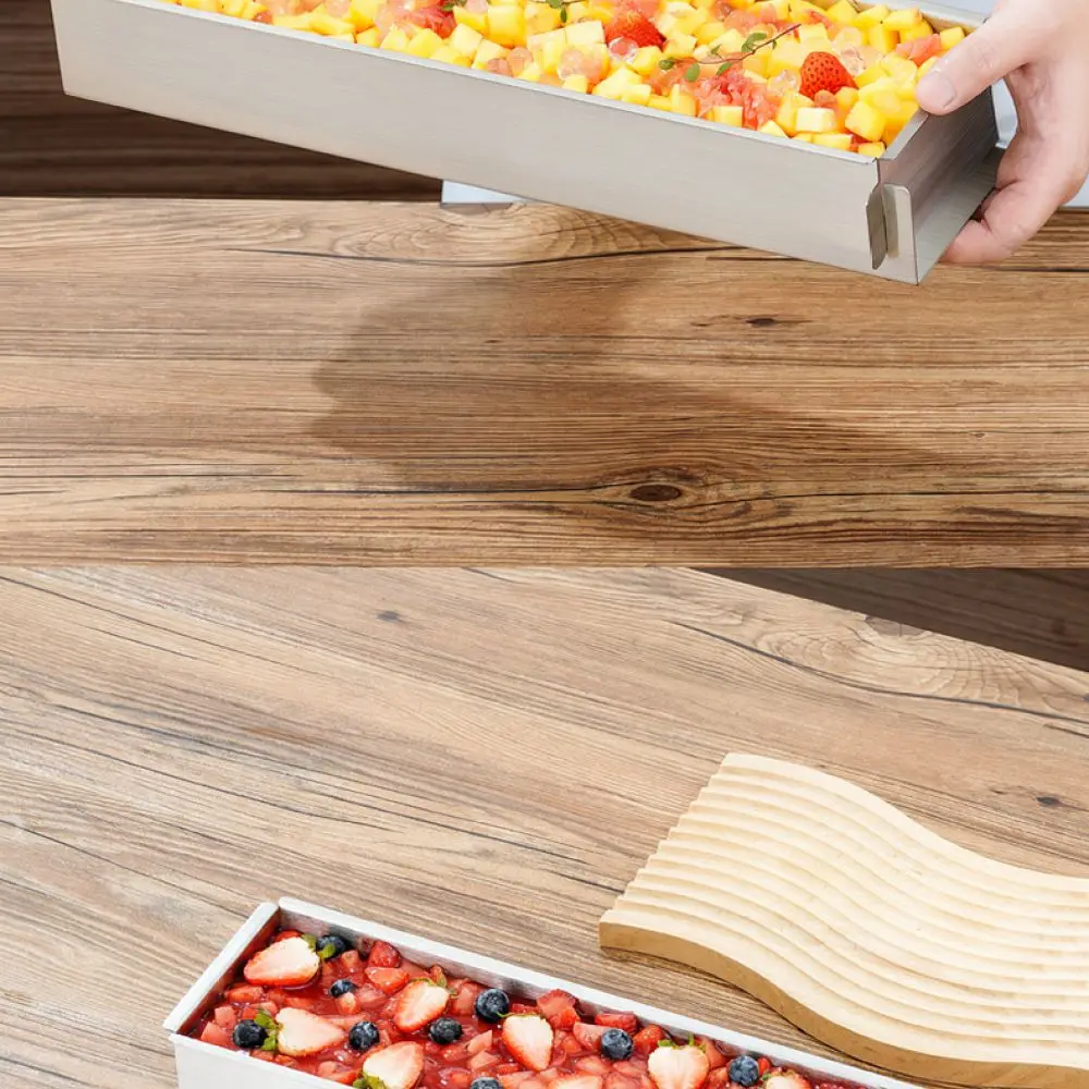 Adjustable Rectangle Cake Pan 304 Stainless Steel Tiramisu Baking Mold Removable Side Dessert Tray Kitchen Equipment