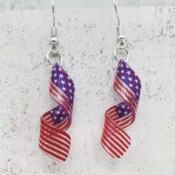 Spiral American Flag Earrings for Women Girls Lightweight Independence Day Drop Dangle Earring Jewelry