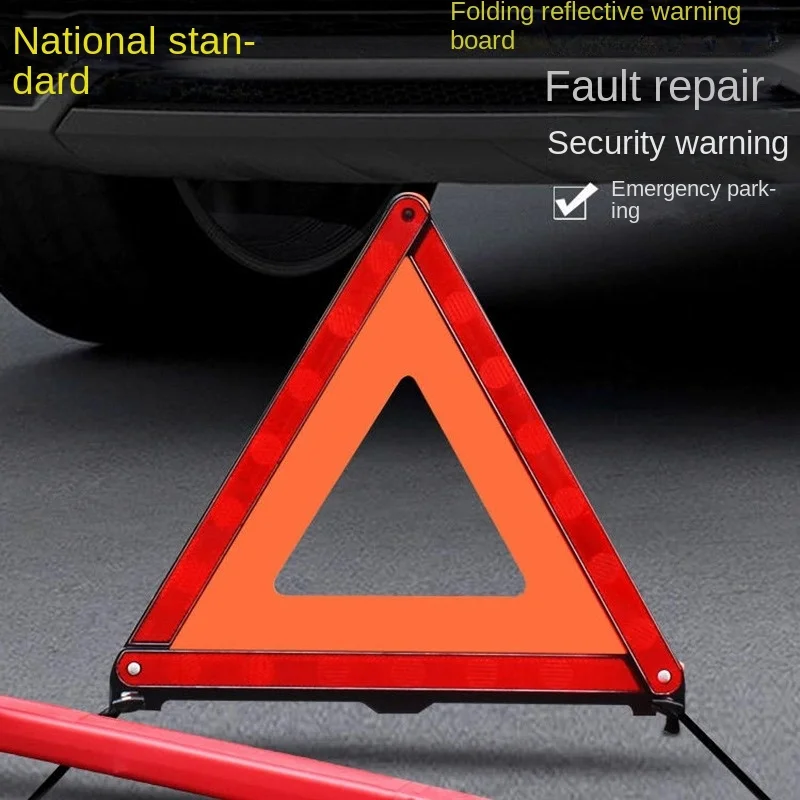 

Car Emergency Fault Warning Triangle Sign Red Reflective Safety Warning Car Tripod Foldable Fault Stop Sign Reflector