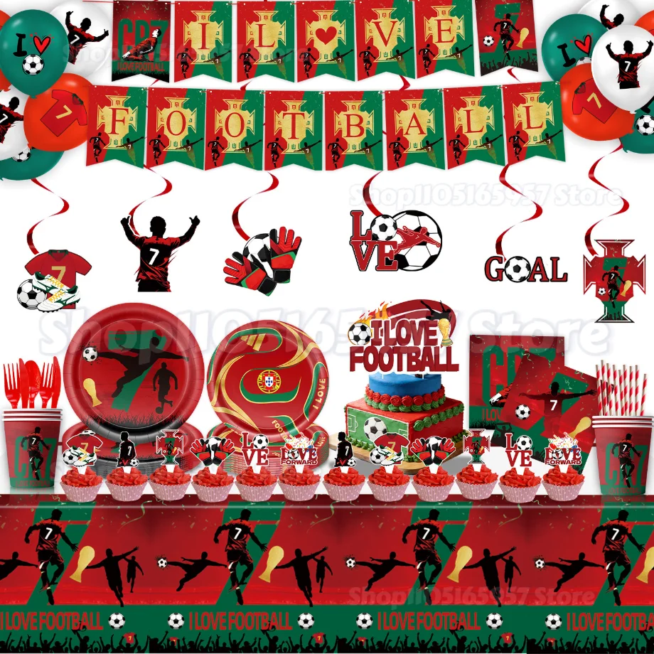 

Spanish Football Player Theme Party Decoratiaons Soccer Star Balloon Set Boy Birthday Party Supplies Cr&7 Backdrop Banner Props