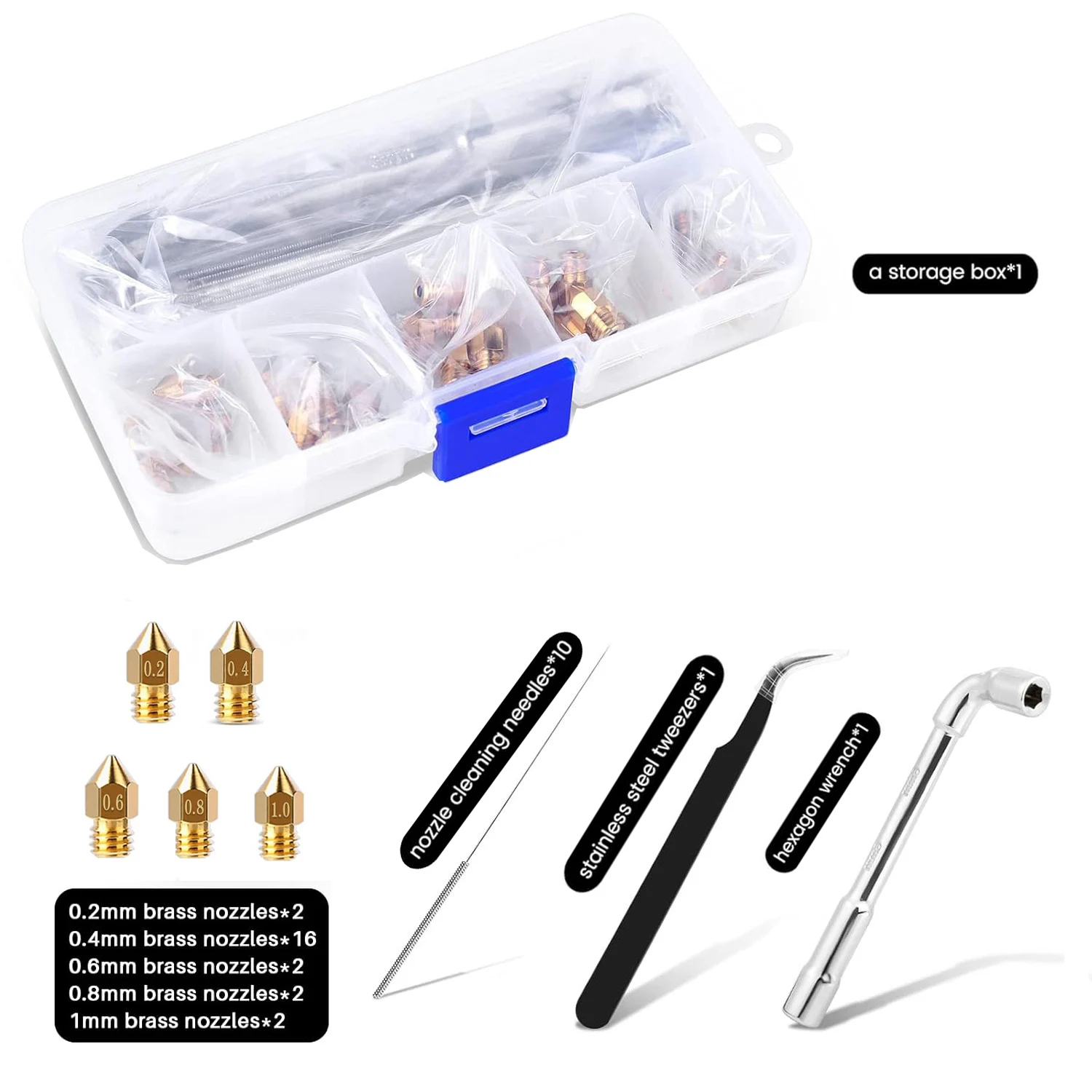 24PCS MK8 Nozzles 3D Printer Extruders Brass Nozzles 0.2/0.4/0.6/0.8/1.0 or Creality Ender 3/Ender 3 Pro/Ender 3 S1/CR 10 view 4