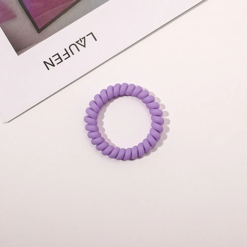 Fasce per capelli a spirale all\'ingrosso colore lavanda viola linea telefonica carina cravatta per capelli in Silicone molle elastiche per donna