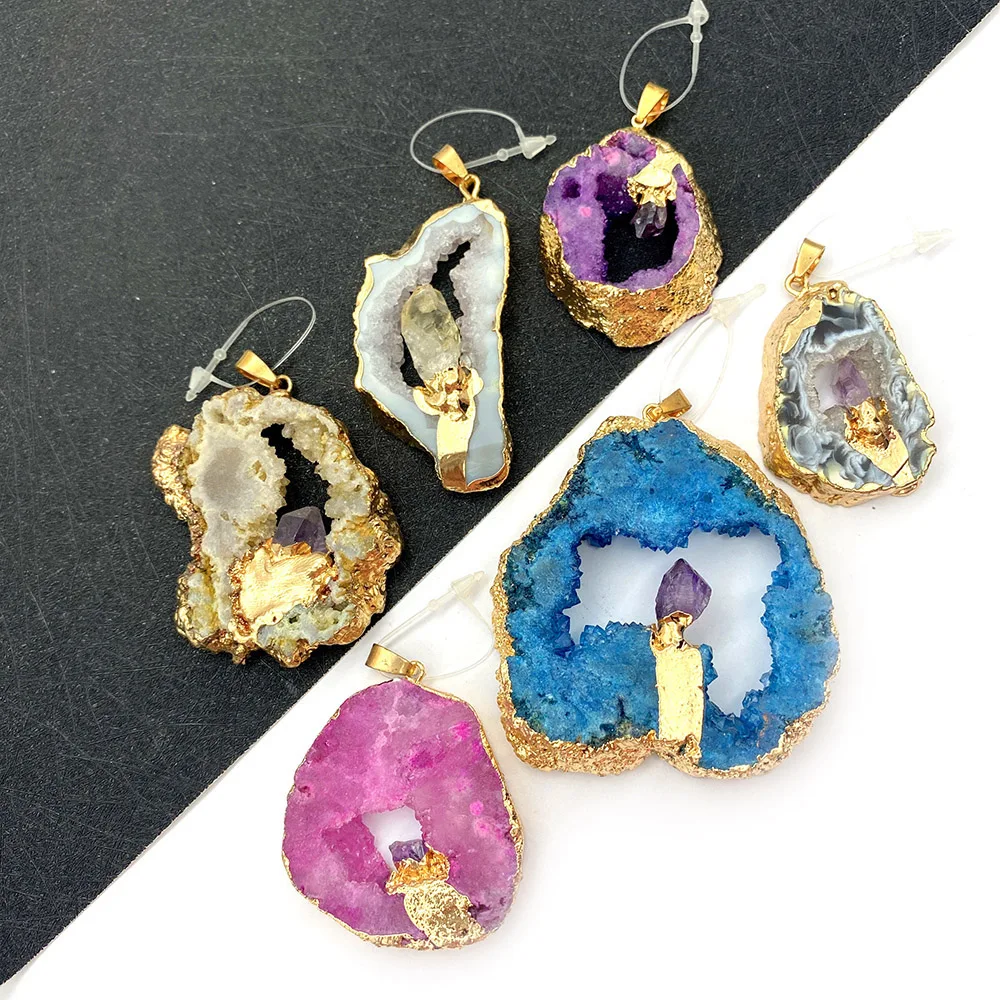 

Fashion Crystal Pendant Necklace Irregular Shape Natural Stone Multicolor Jewelry DIY Making Necklace Bracelet Accessories Charm