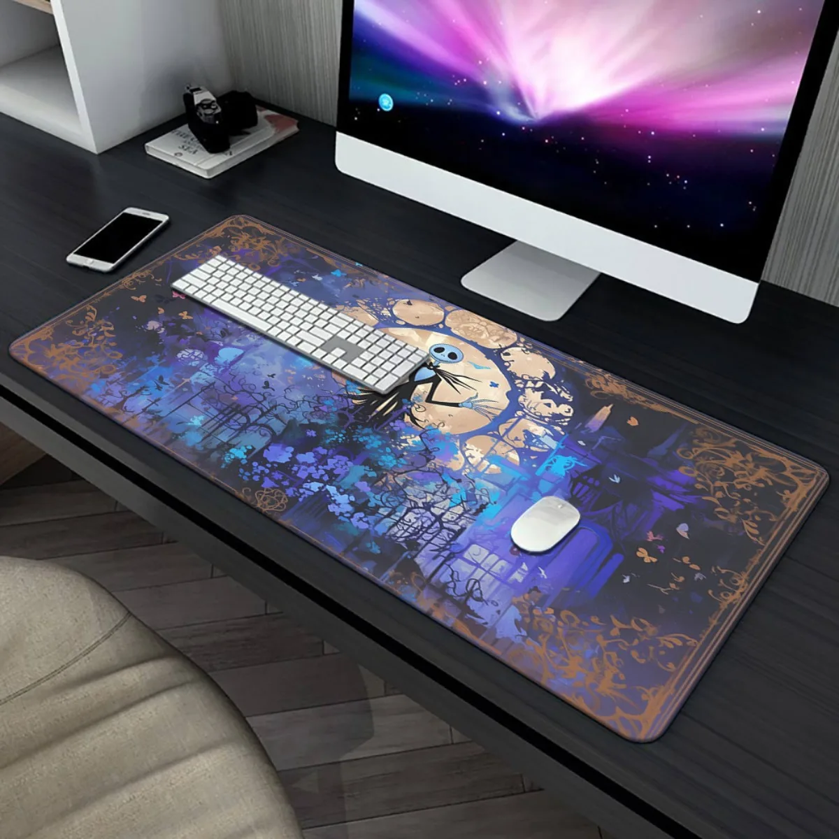1 قطعة Nightmare Before Christmas Jack Skellington HD Printed Desk Mat - لوحة ماوس ألعاب XXL، لوحة مفاتيح، مكتب وديكور منزلي، Du
