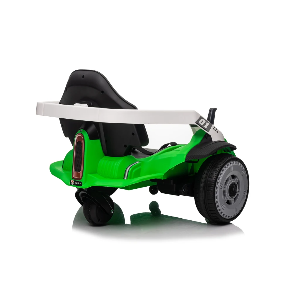 Kart elétrico à deriva 24V para crianças, passeio elétrico em brinquedo com 85W * 2 motores, velocidade máxima de 8mph, cinto de segurança, música, buzina, USB