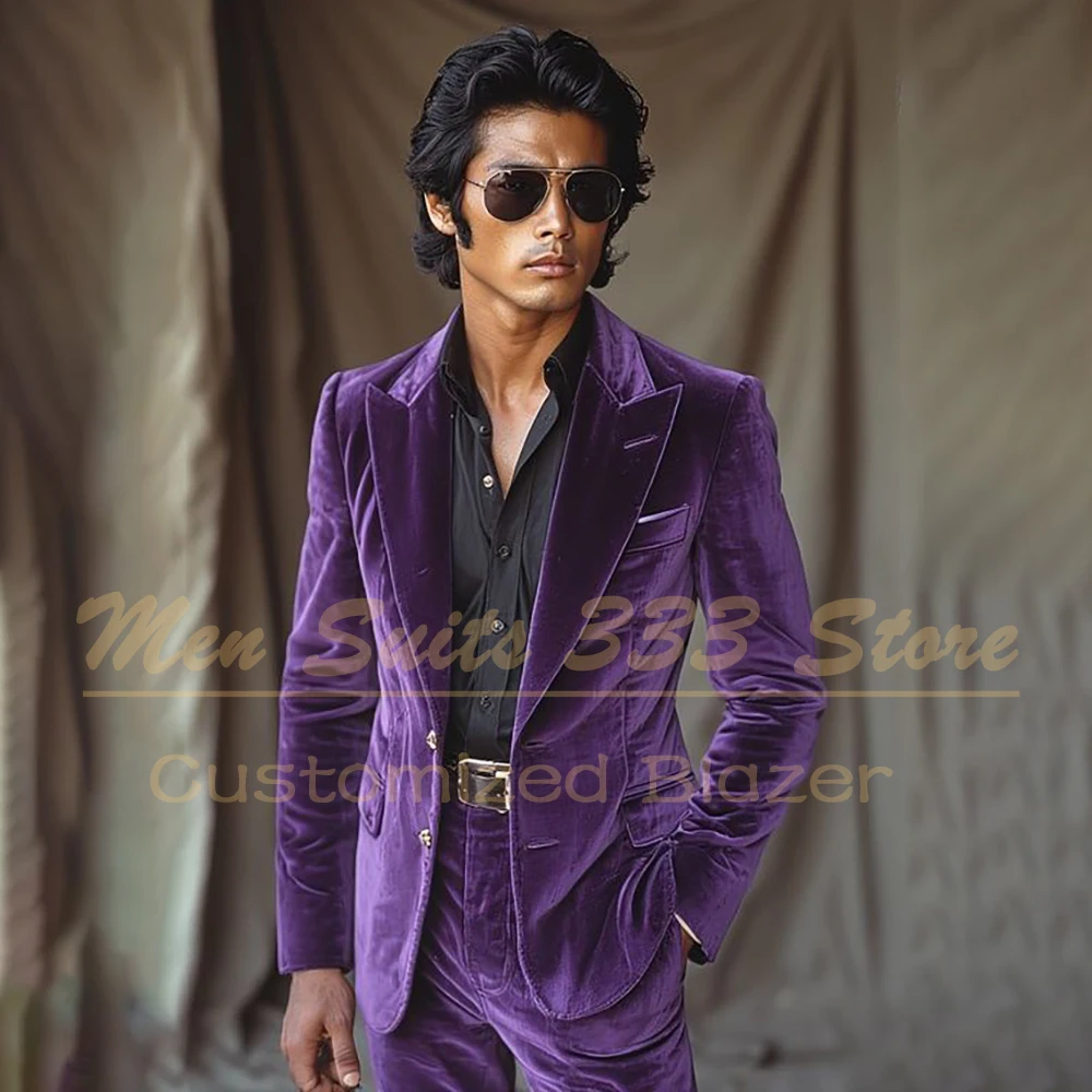 

Формальные мужские костюмы, бархатные однобортные остроконечные лацканы, приталенная мужская одежда, высокое качество, комплект из двух предметов, куртка, брюки, полный комплект костюма