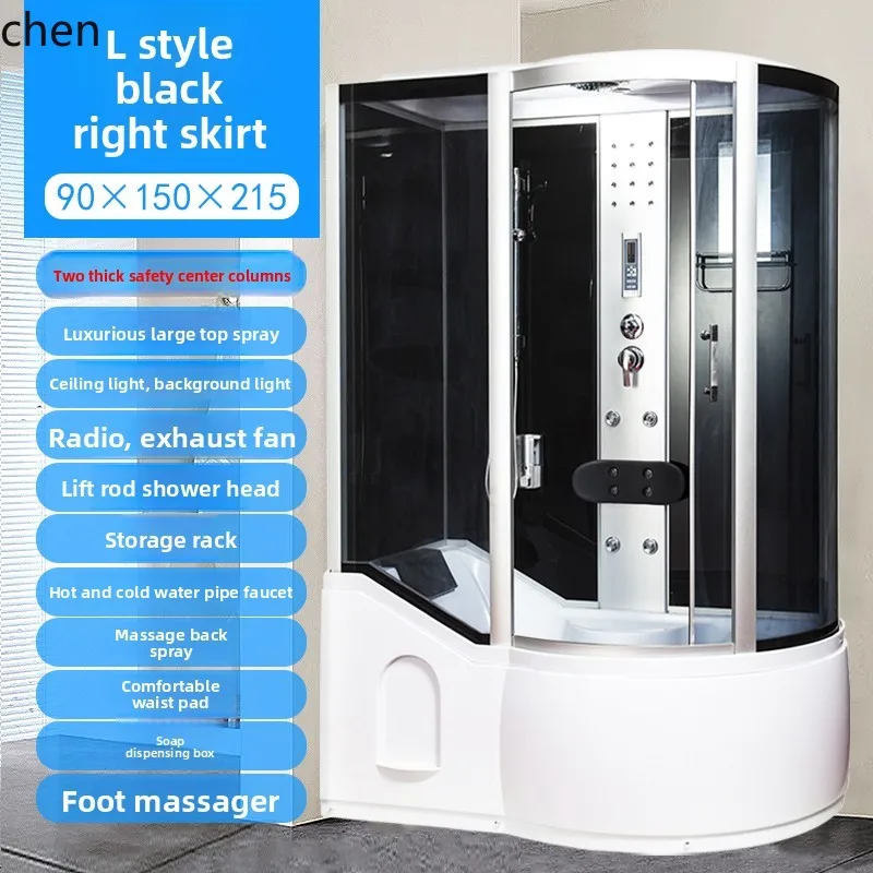 

QZT integral shower room pulley glass fan partition bath household integrated closed bath room