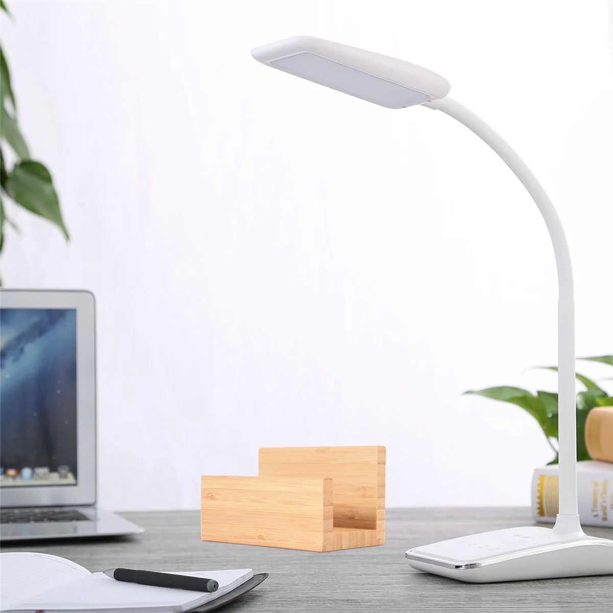 SLQZT Porta biglietti da visita da tavolo in legno di bambù per scrivania Robusto espositore per biglietti da visita per ufficio adatto per uomini e donne