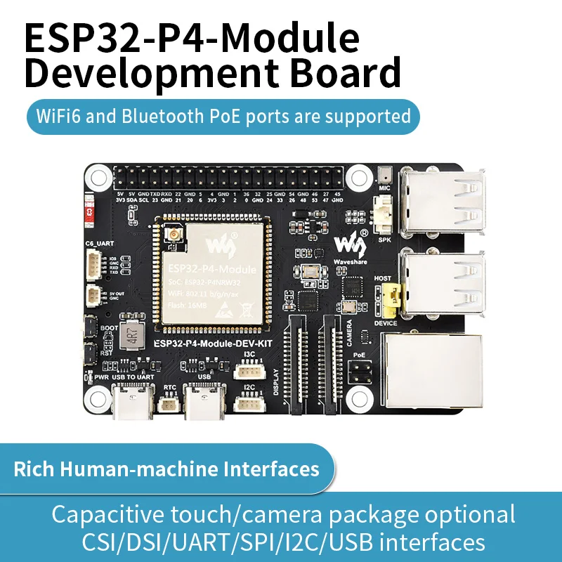 esp32-p4モジュール高性能開発ボード、esp32-p4およびesp32-c6ベース、wi-fi-6およびbluetooth-5-bleをサポート