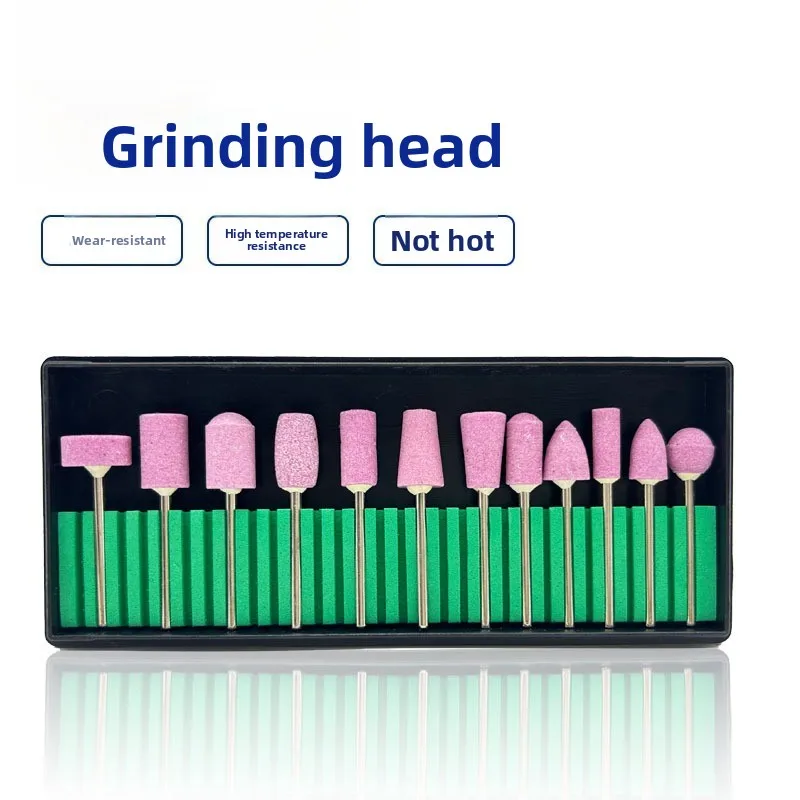 12pc Pink Quartz Nail Grinding Heads Electric Polishing Kit for Nail Drill Machine