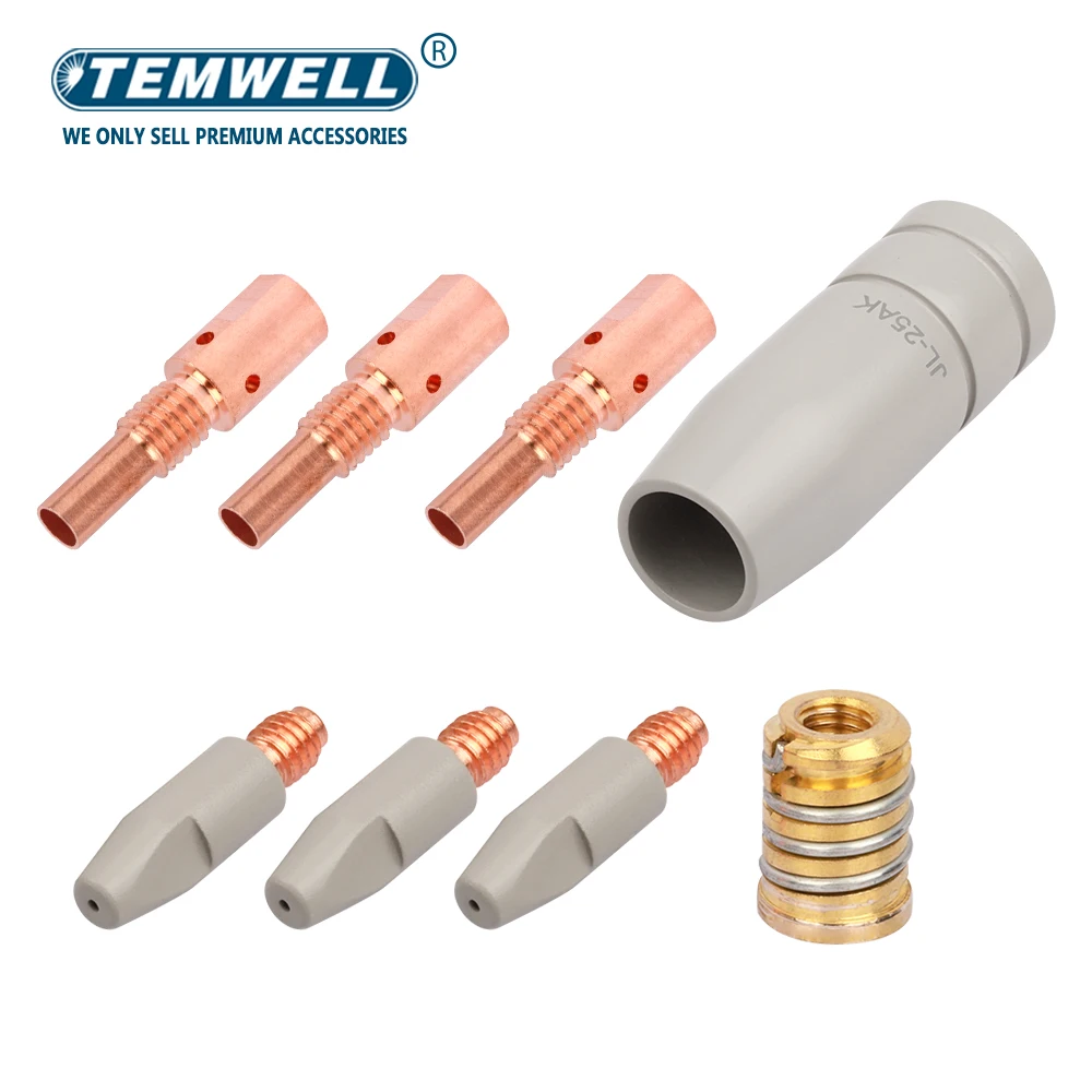 

TEMWELL 8PCS 25AK New Coating Protection nozzle 0.8/1.0/1.2mm MIG Torch Gas Nozzle Tip Holder of 25AK MIG MAG Welding Torch